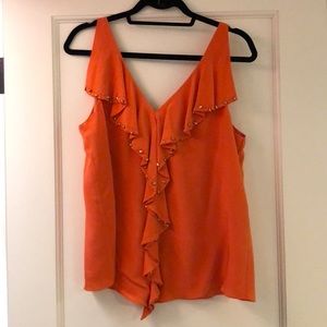 Leifsdottir Anthropologie Orange Ruffle Top - Sz 8